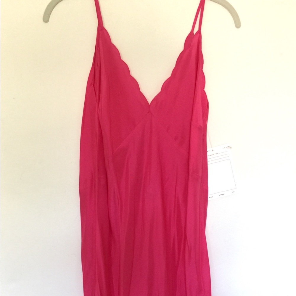 Pink Silk Scalloped Slip Dress Small